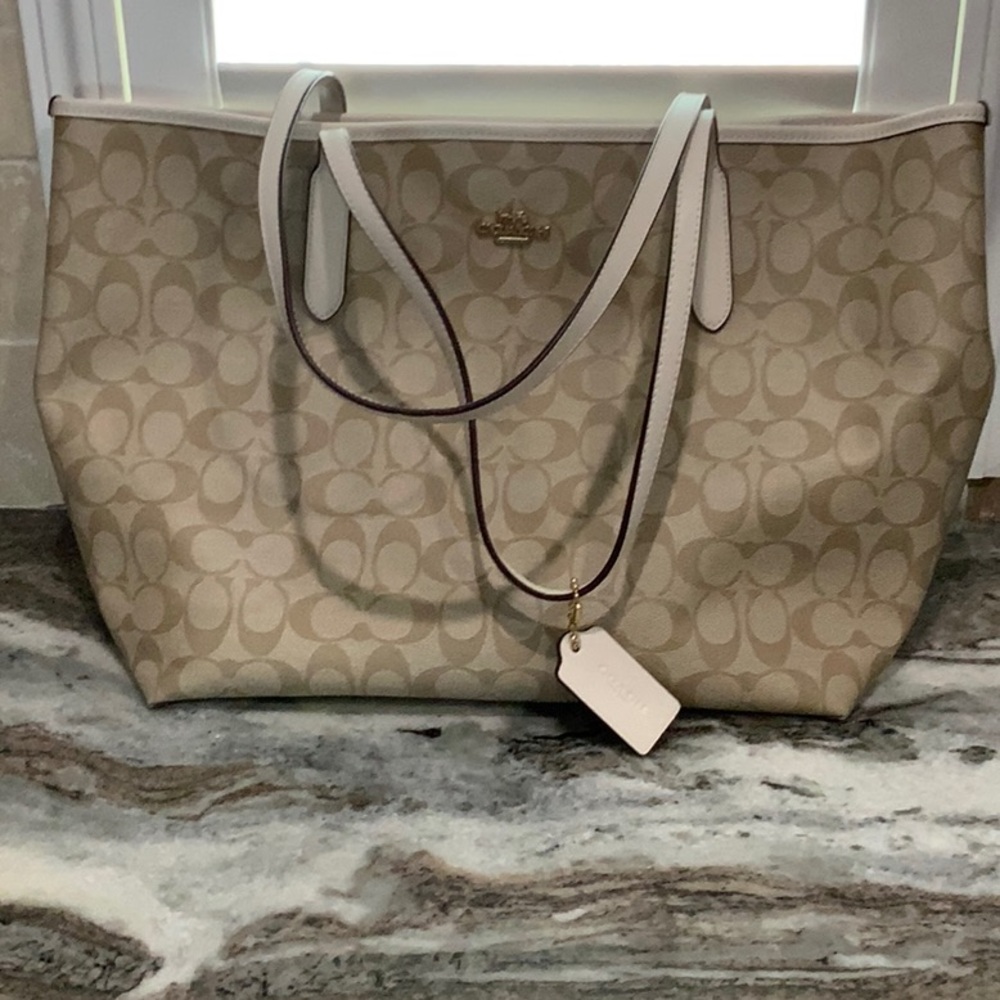 Coach Tan Signature Tote Bag with Classic Monogram